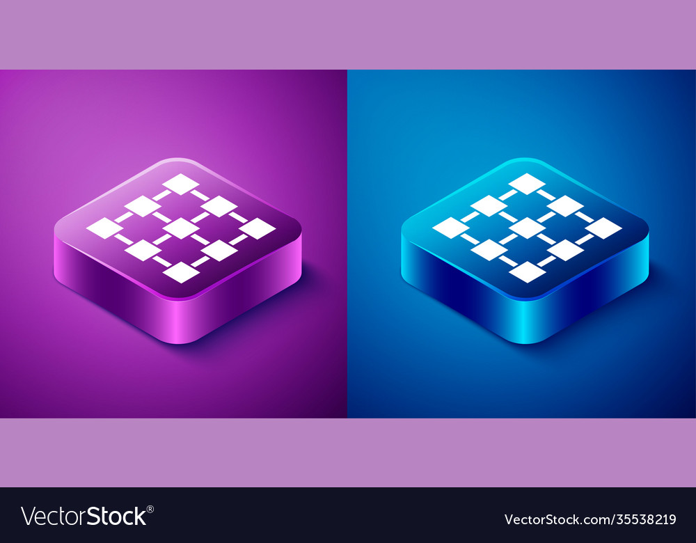 Isometric blockchain technology icon isolated