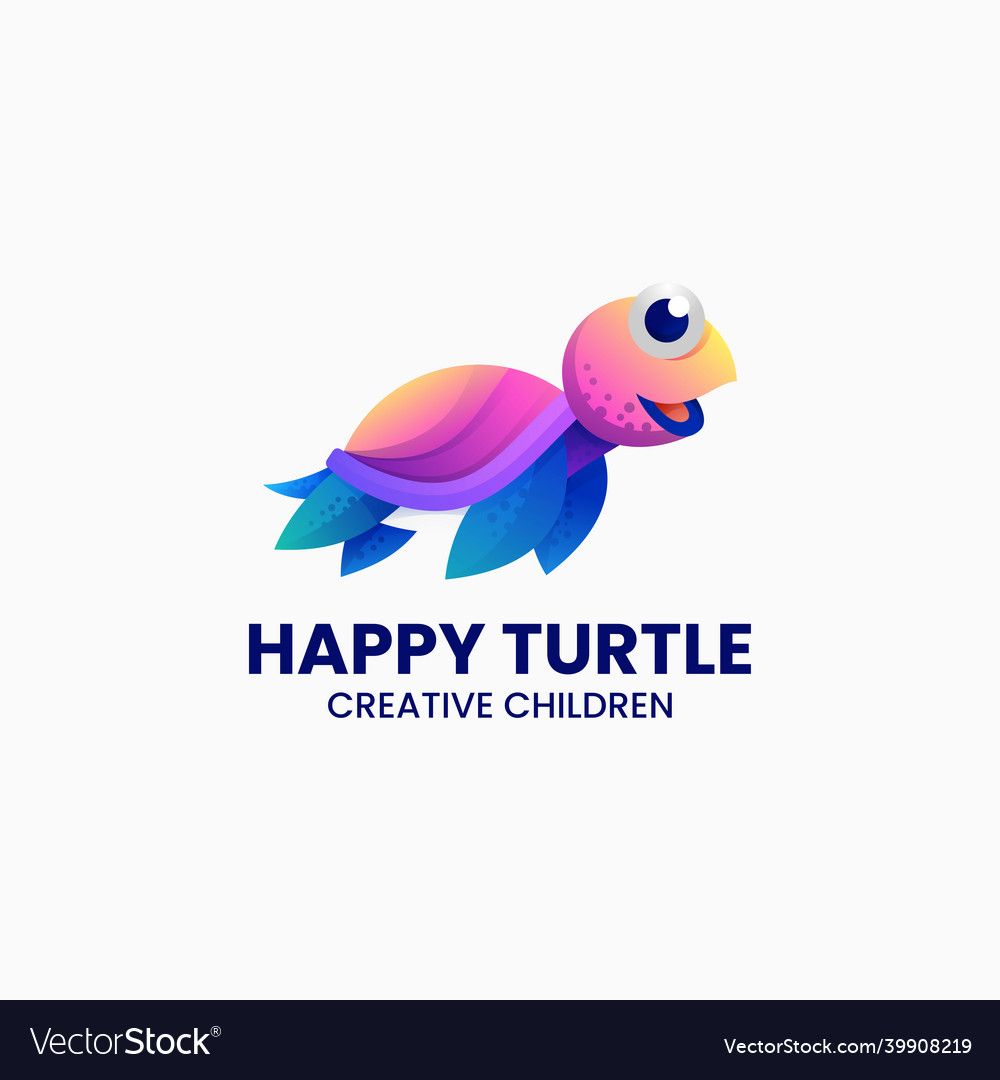 Logo happy turtle gradient colorful style