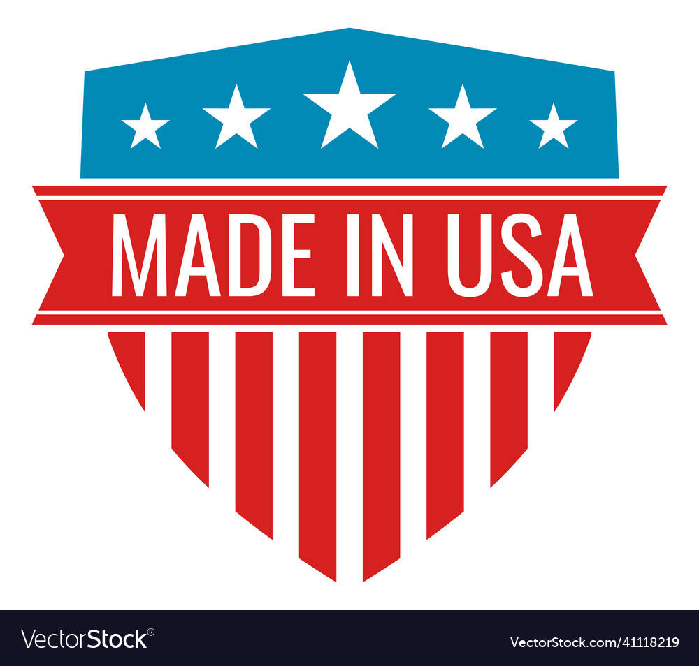 Made in usa banner shield emblem in american flag Vector Image