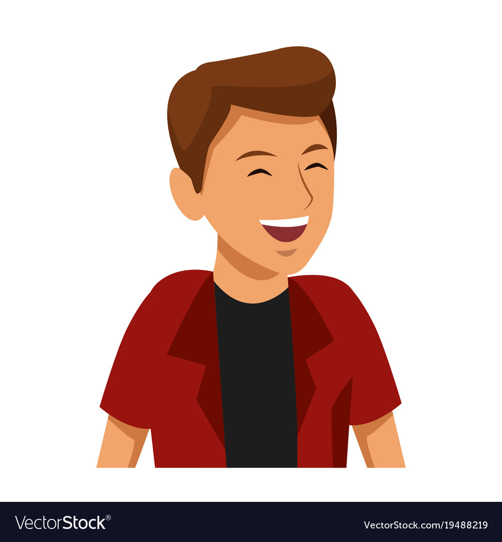 portrait funny guy cartoon young people profile Stock Vector Image