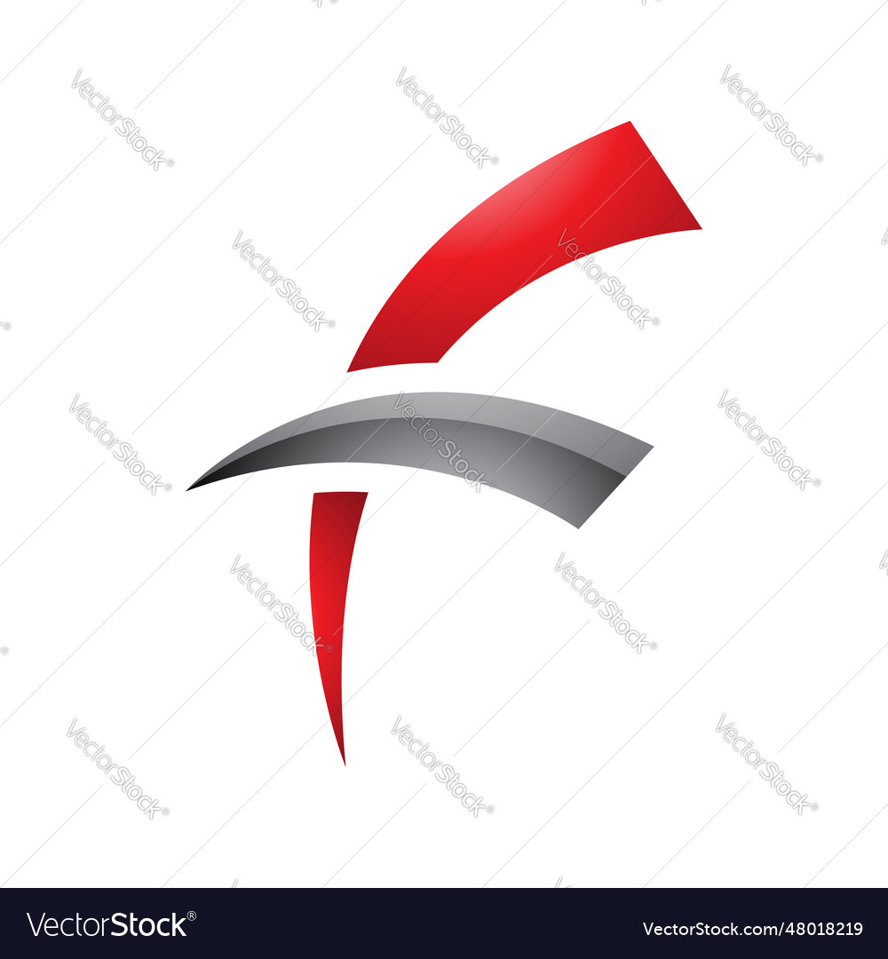 Red and black glossy letter f icon with round Vector Image