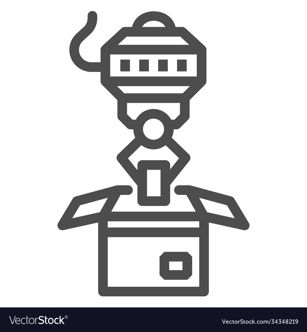 Robot loader line icon robotization concept