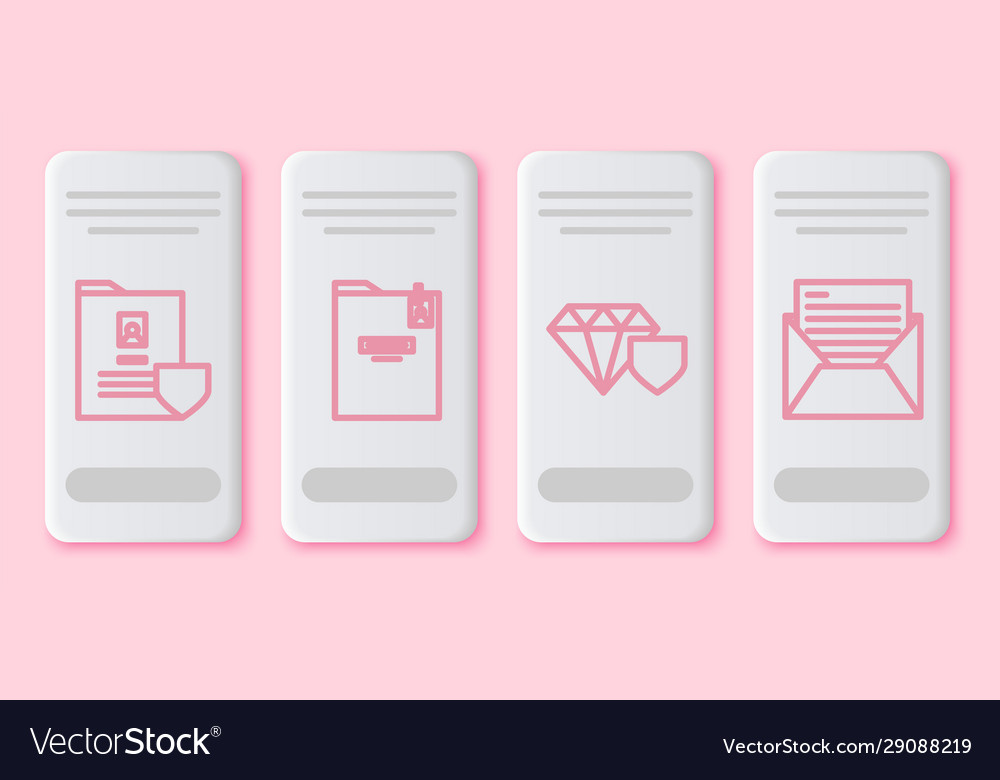 Set line document with shield personal folder Vector Image Set line document with shield personal folder