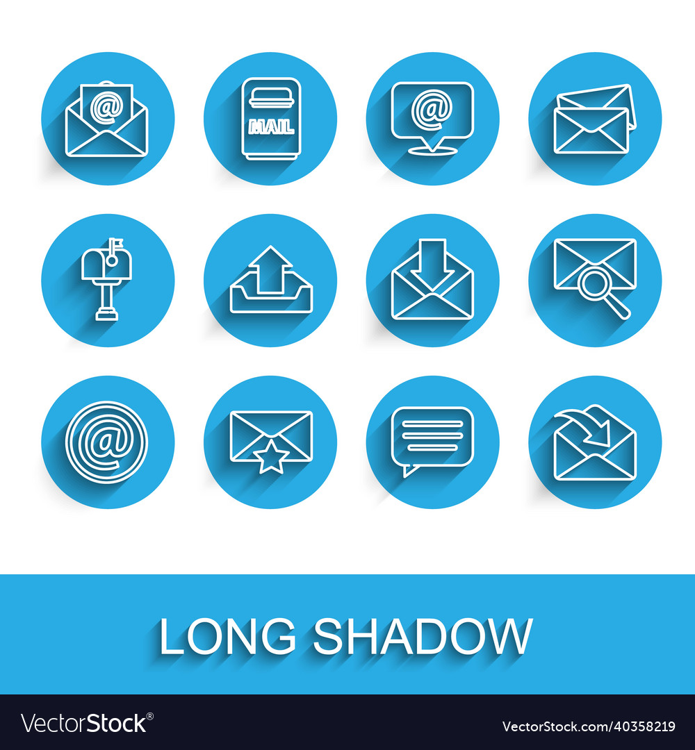 Set line mail and e-mail envelope with star vector image Set line mail and e-mail envelope with star