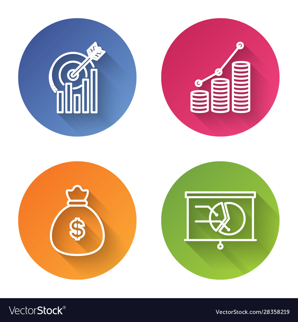 Set line target with graph chart pie Vector Image Set line target with graph chart pie