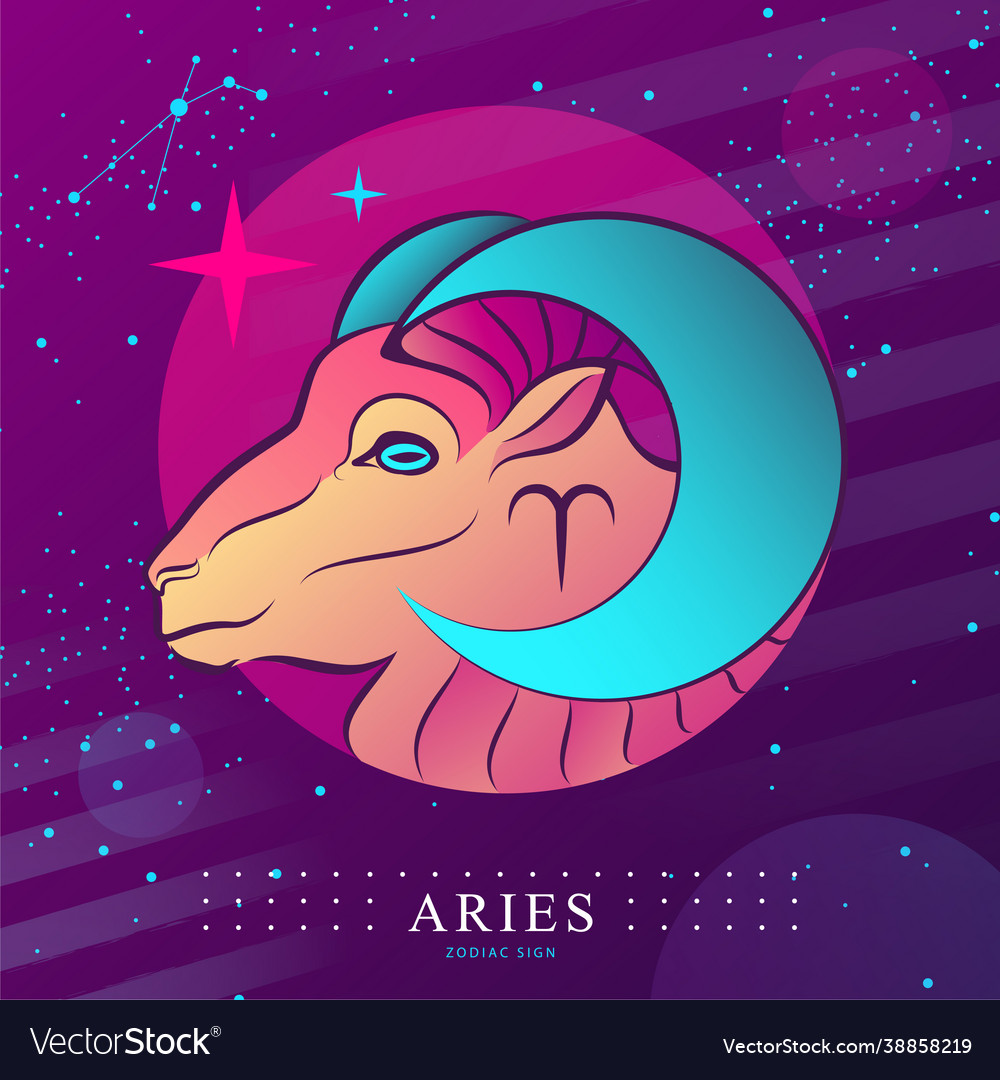 Witchcraft card with astrology aries zodiac sign Vector Image