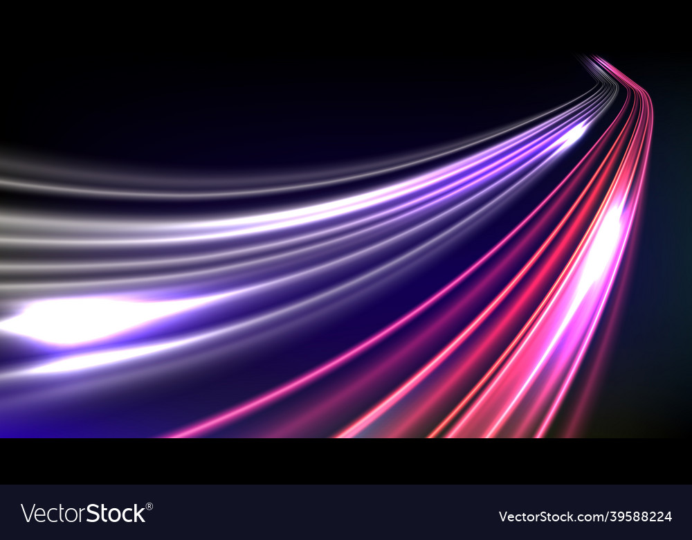 3d vibrant color motion blured light trails Vector Image