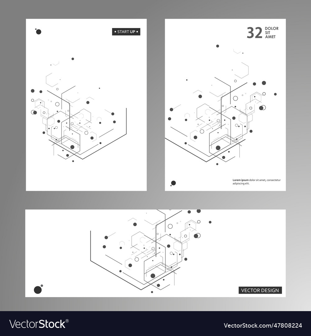 Brochure templates with hexagons and lines vector image Brochure templates with hexagons and lines