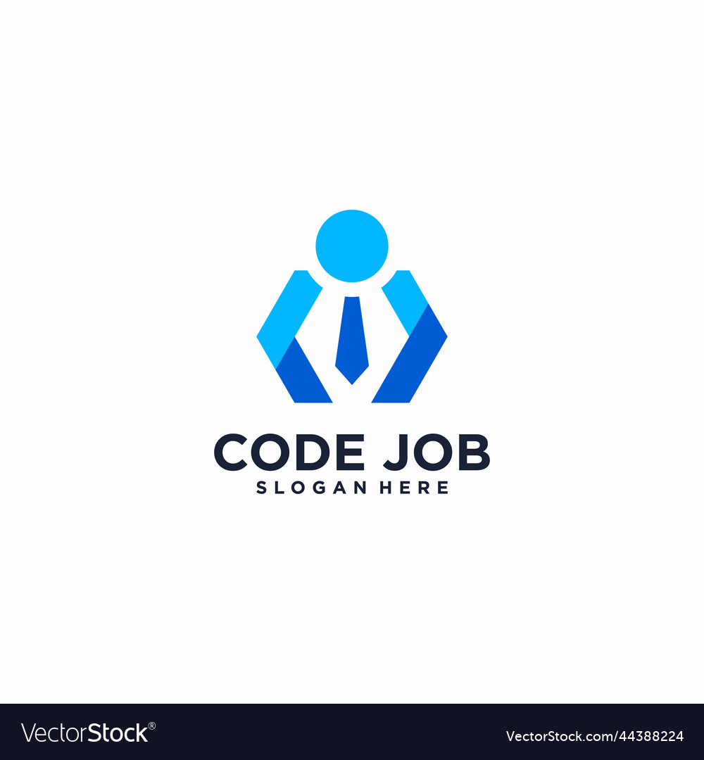 Code job logo design template Royalty Free Vector Image