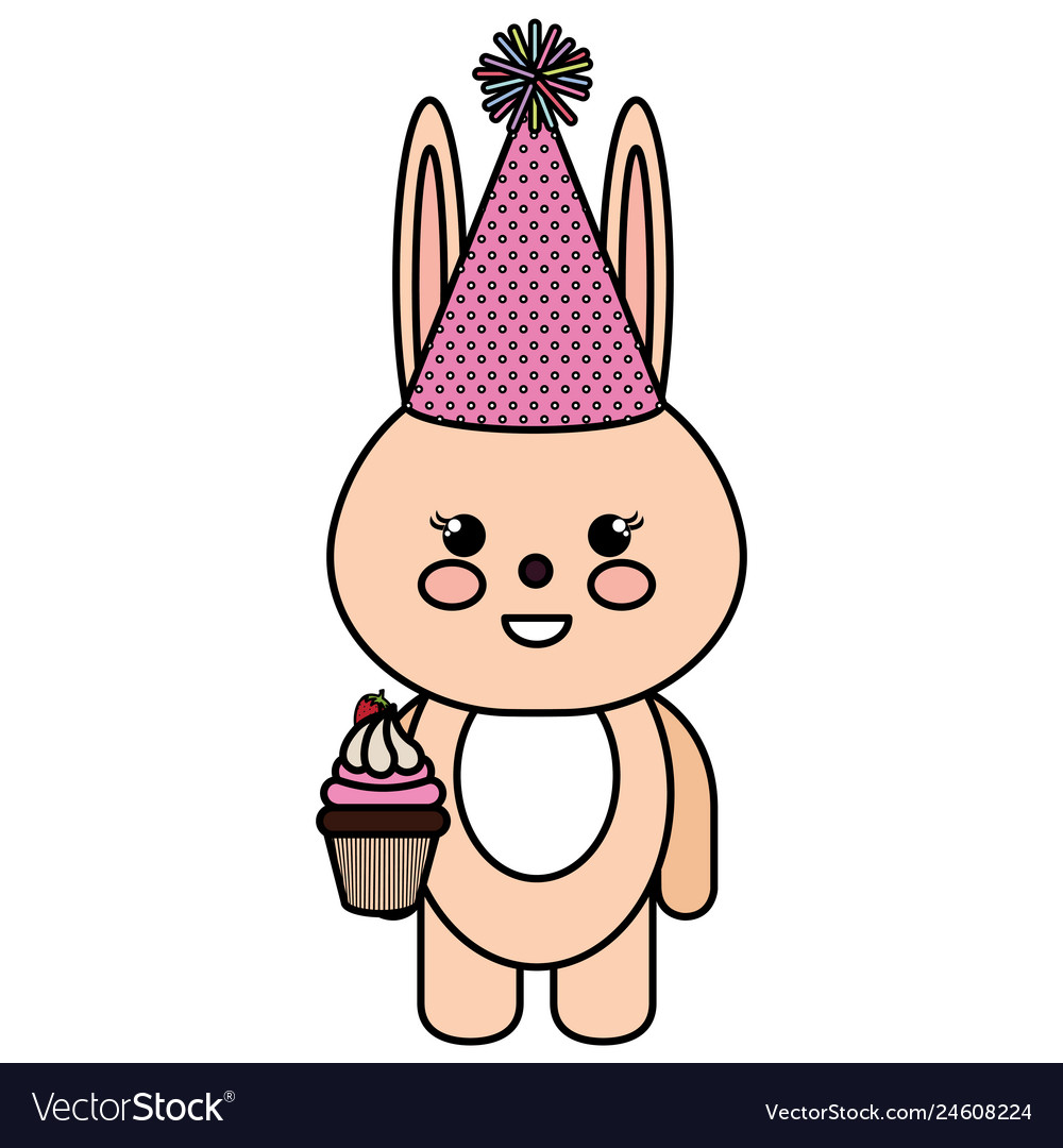 Süße Kaninchen Kawaii mit süßen Cupcake Geburtstag