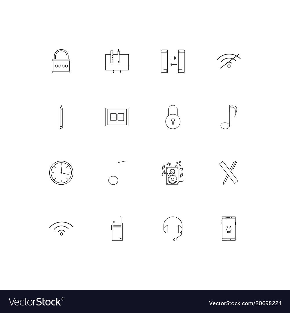 Devices simple linear icons set outlined