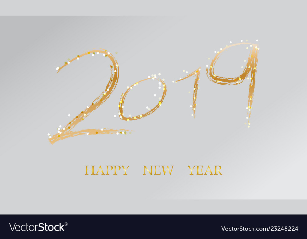 Happy new year card 2019 golden text