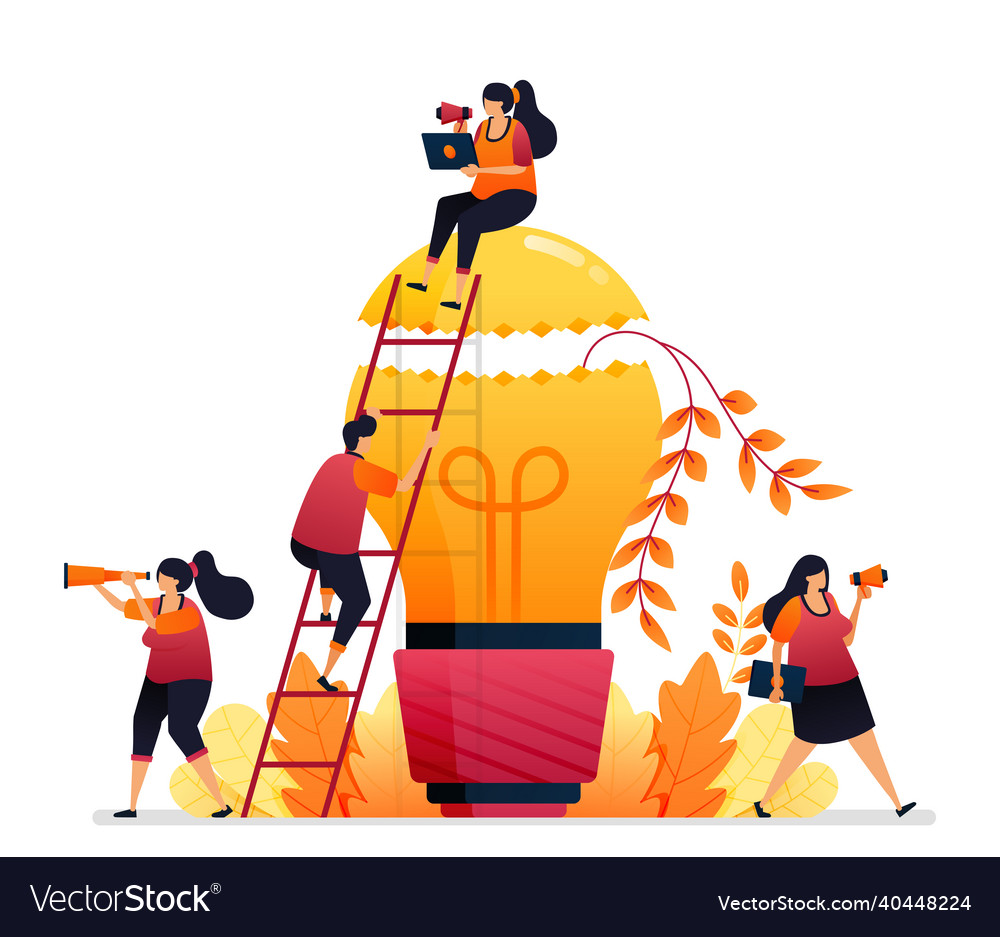 Idea and inspiration looking for problem solving vector image Idea and inspiration looking for problem solving