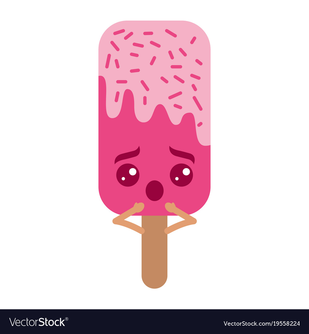 kawaii ice cream stick cartoon character vector image