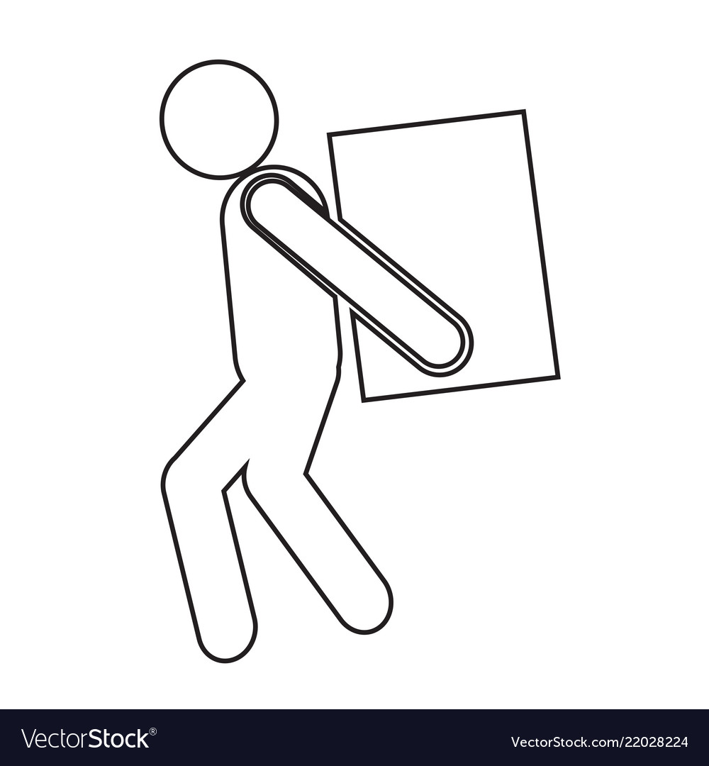 Man moving box pictograph icon design