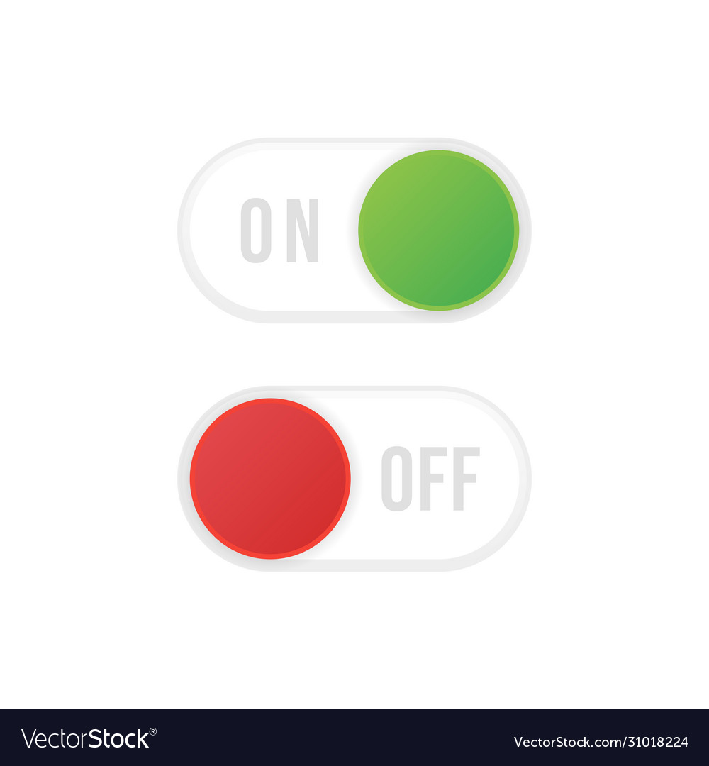 On and off toggle switch buttons material design vector image On and off toggle switch buttons material design