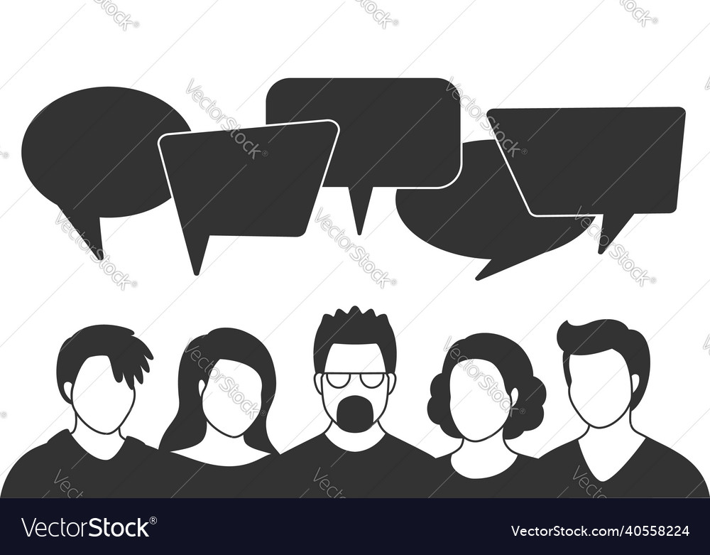 People avatars with speech bubbles men and woman vector image People avatars with speech bubbles men and woman