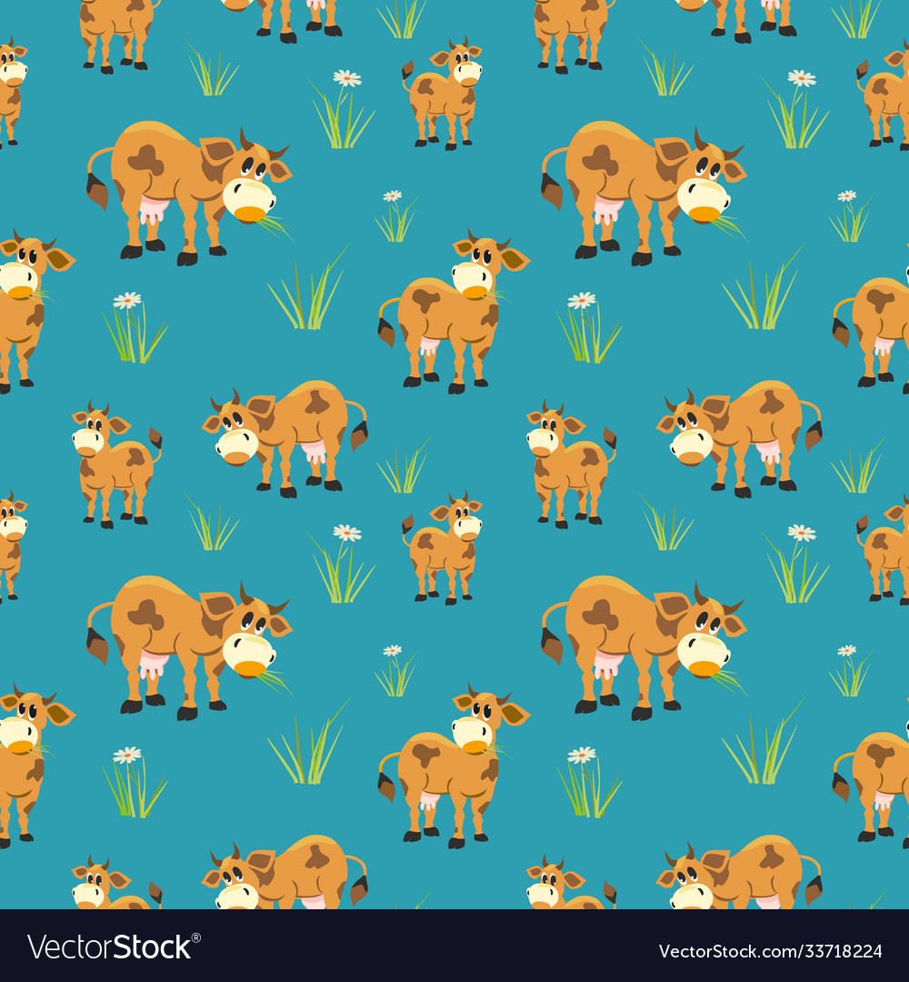 Quirky cows seamless pattern