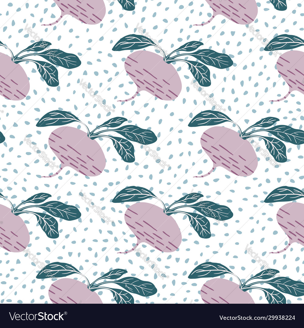 Radish root seamless pattern on dots background Vector Image Radish root seamless pattern on dots background