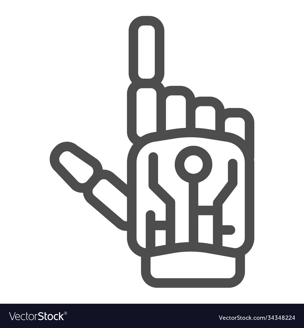 Robot mechanical arm line icon robotization Vector Image Robot mechanical arm line icon robotization