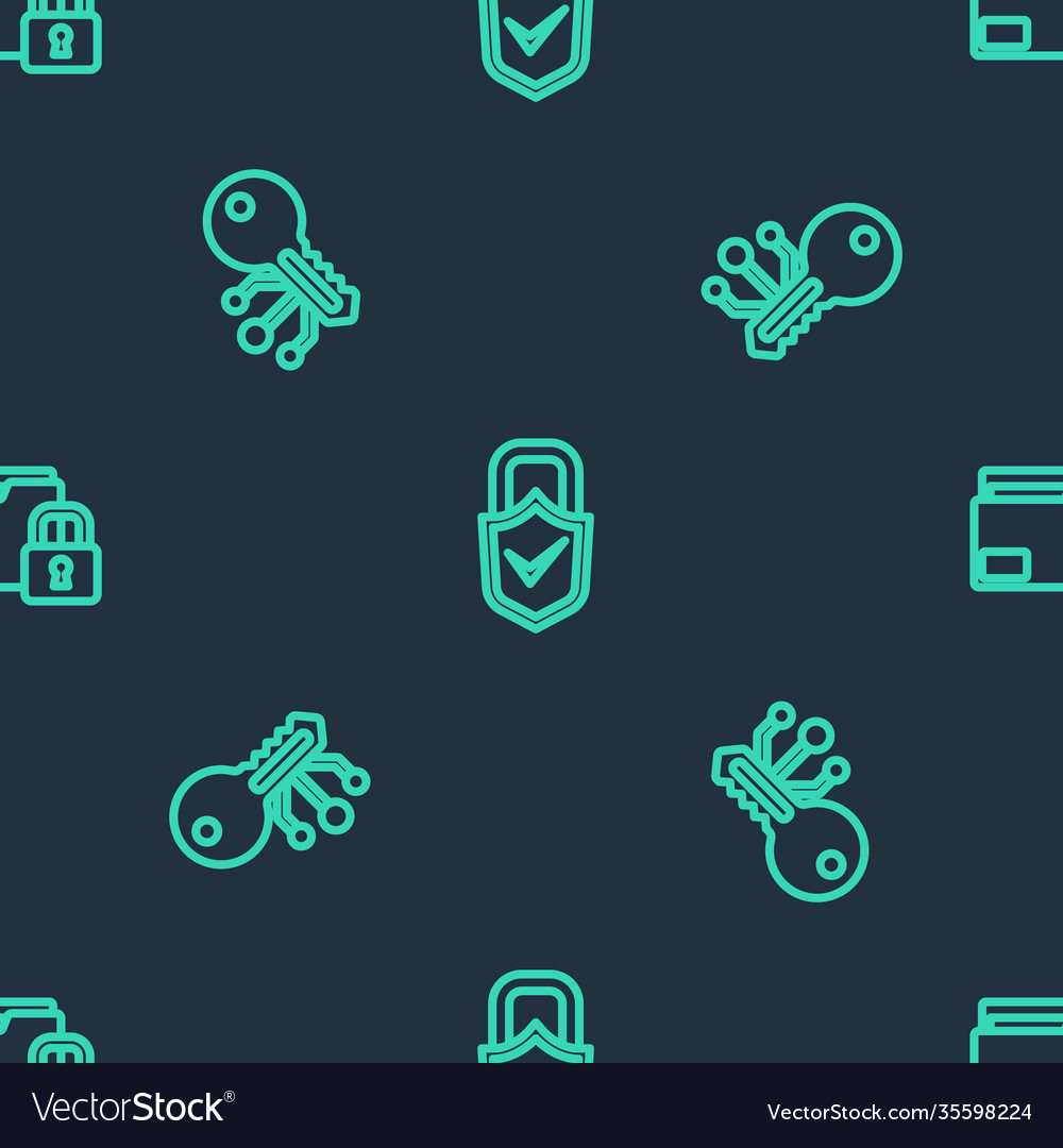 Set line lock and check mark cryptocurrency key vector image Set line lock and check mark cryptocurrency key