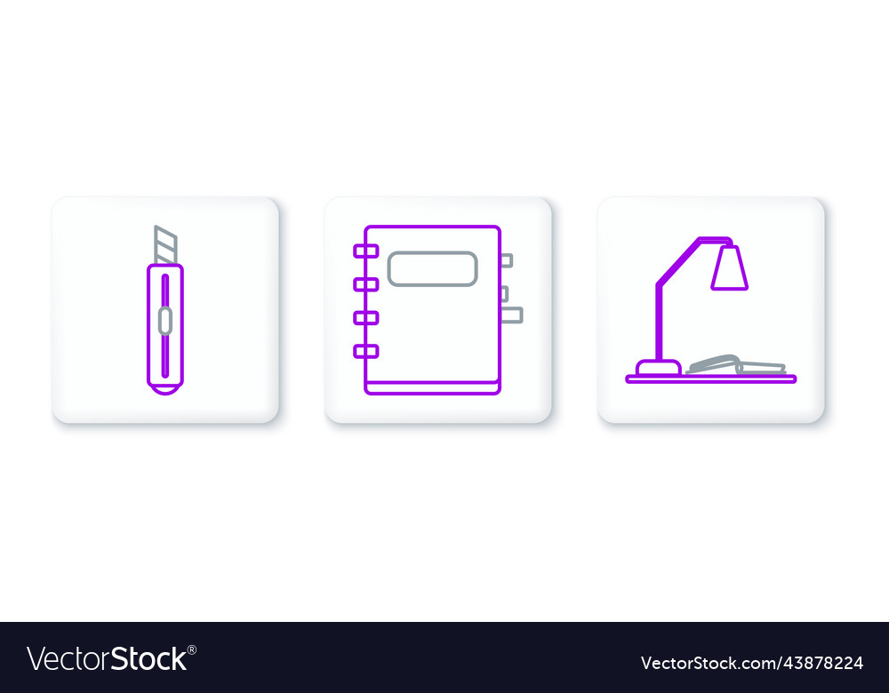 Set line workplace with table lamp and open book Vector Image Set line workplace with table lamp and open book