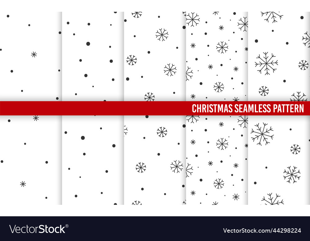 Snowflake seamless pattern new year winter set