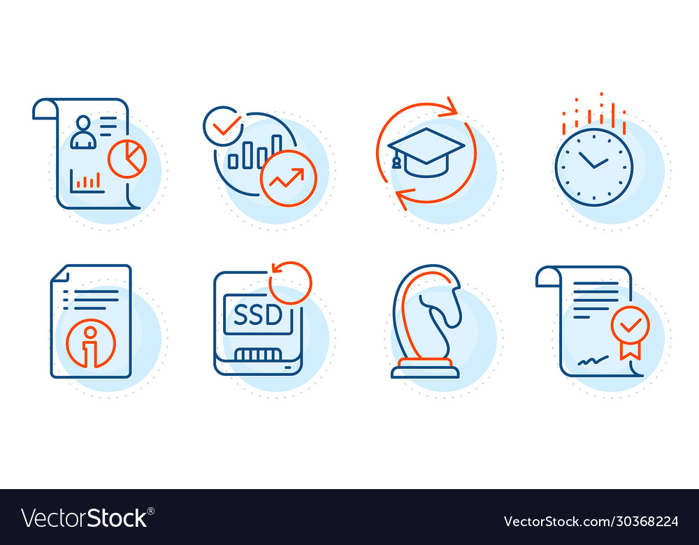 Time technical info and report icons set vector image Time technical info and report icons set