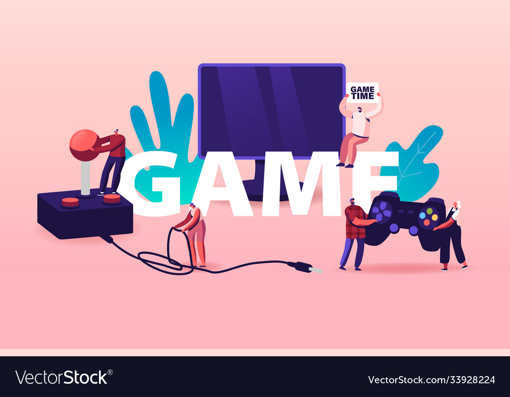 Tiny Gamer Characters with Large Console