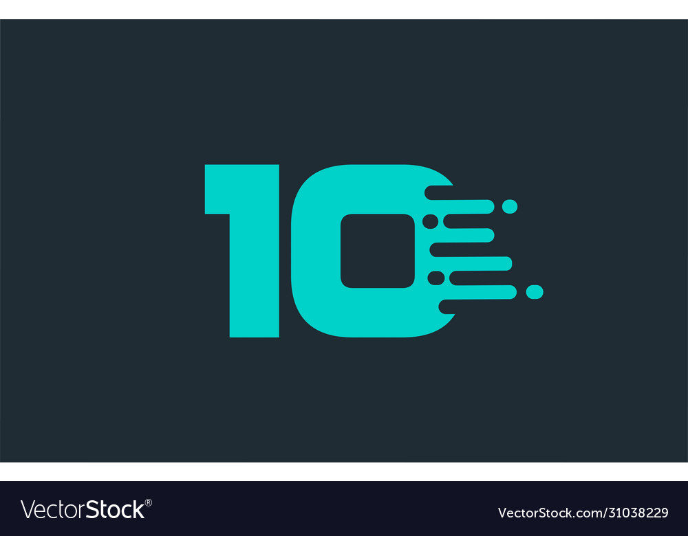 10 ten blue number logo icon with line design Vector Image