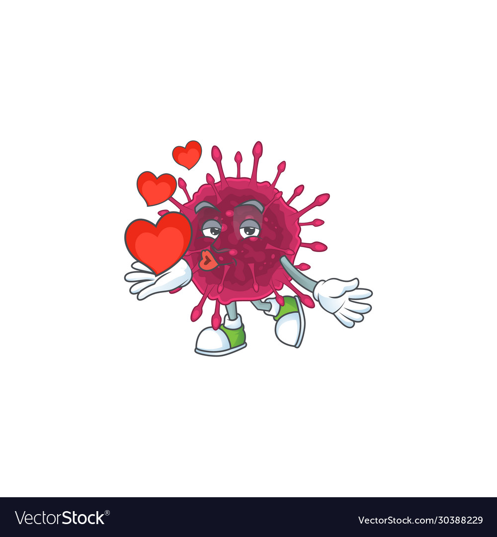 A romantic cartoon character covid19 with heart