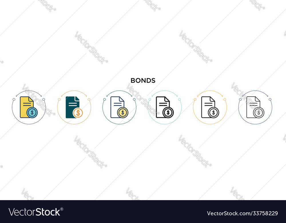 Bonds Icon in gefüllter dünner Linie Kontur und Schlaganfall vector image Bonds Icon in gefüllter dünner Linie Kontur und Schlaganfall