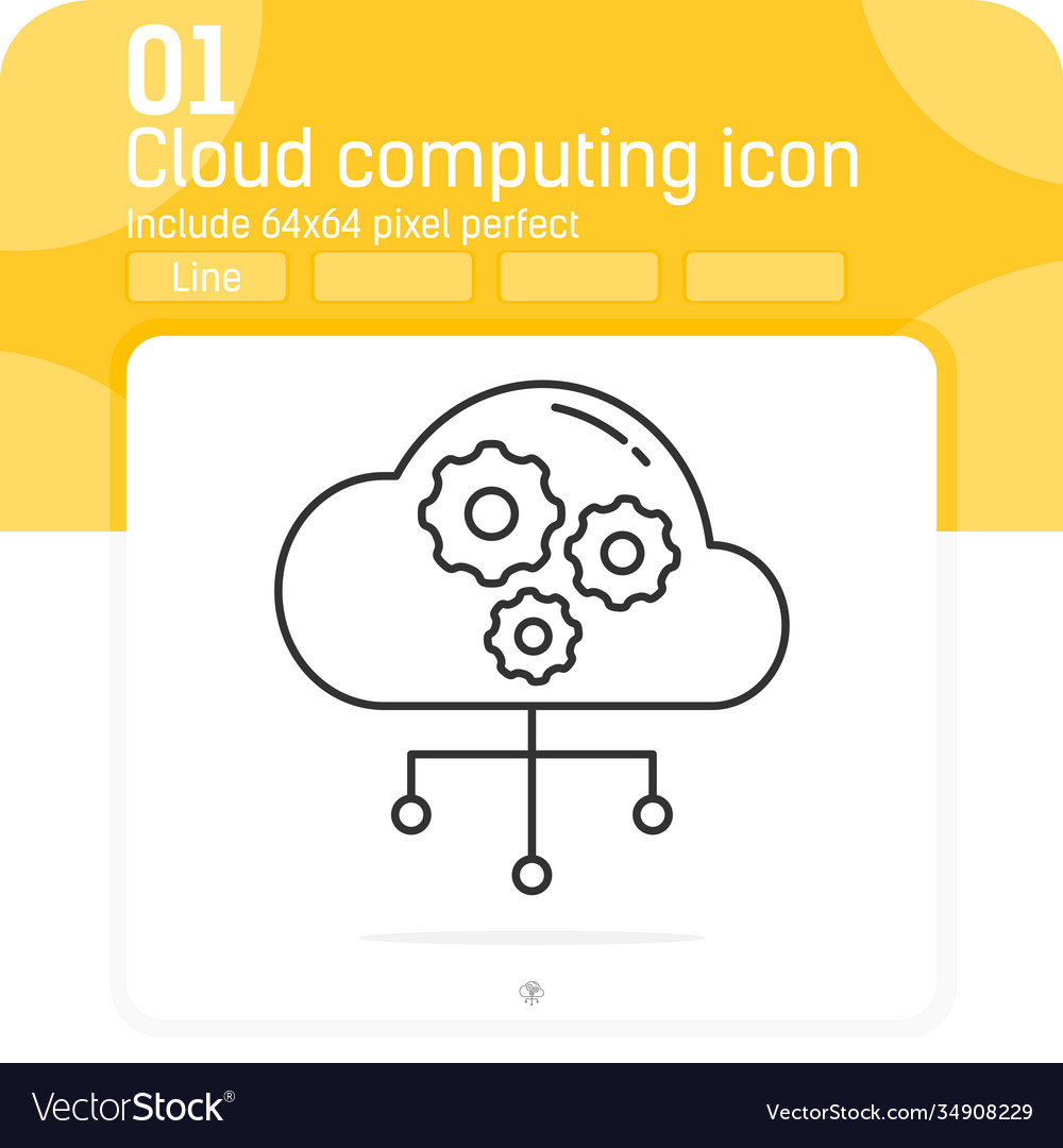 Cloud computing concept icon with line style vector image Cloud computing concept icon with line style