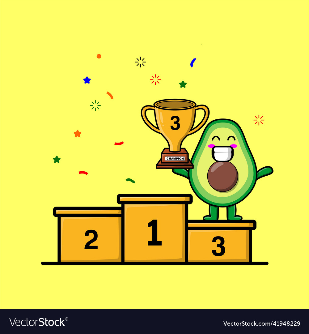 Cute cartoon avocado as the third winner