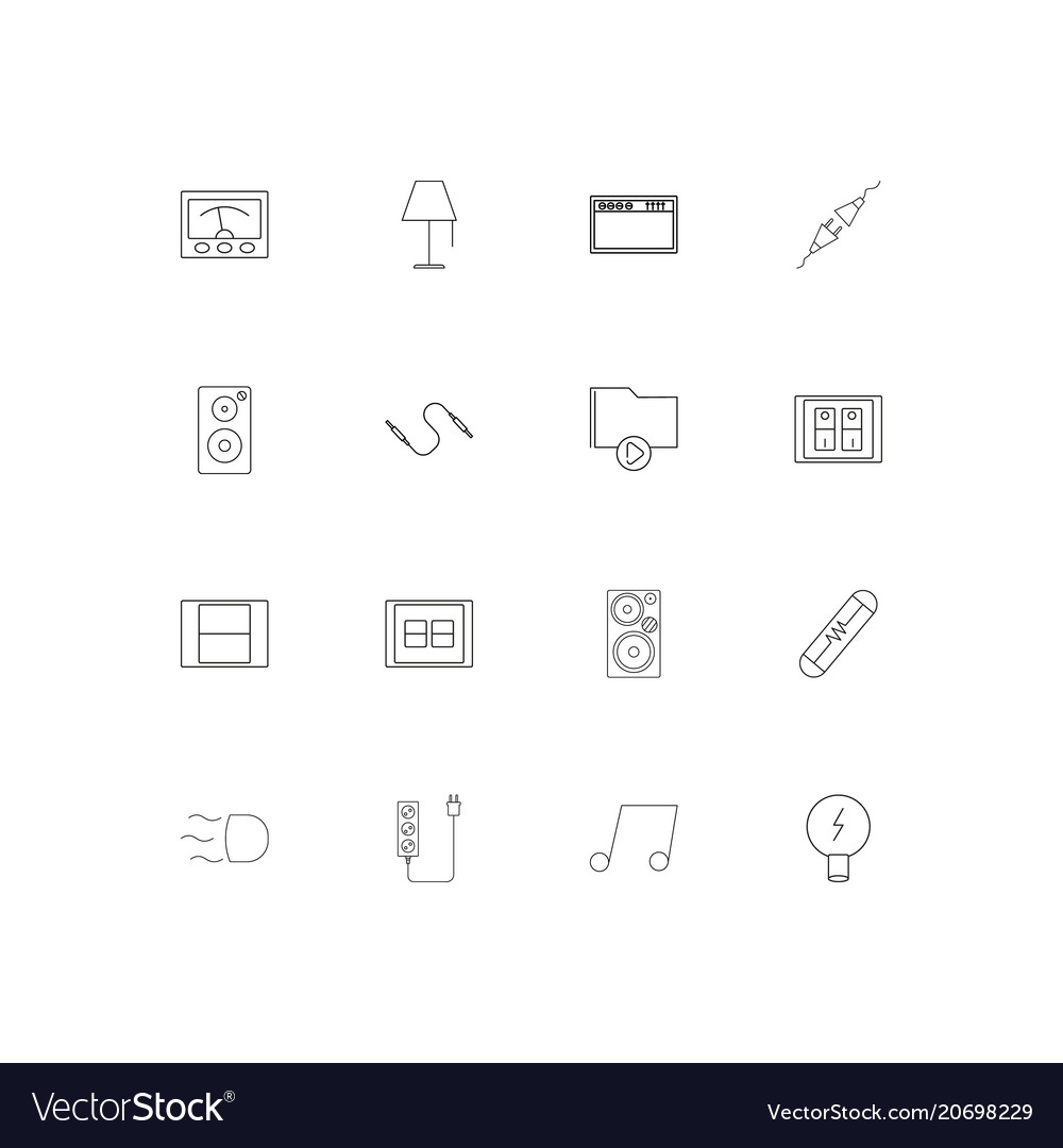 Electrical simple linear icons set outlined