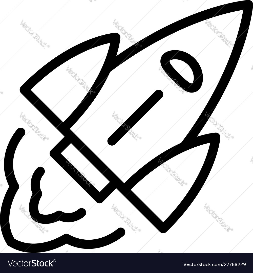 Flying rocket icon outline style Royalty Free Vector Image