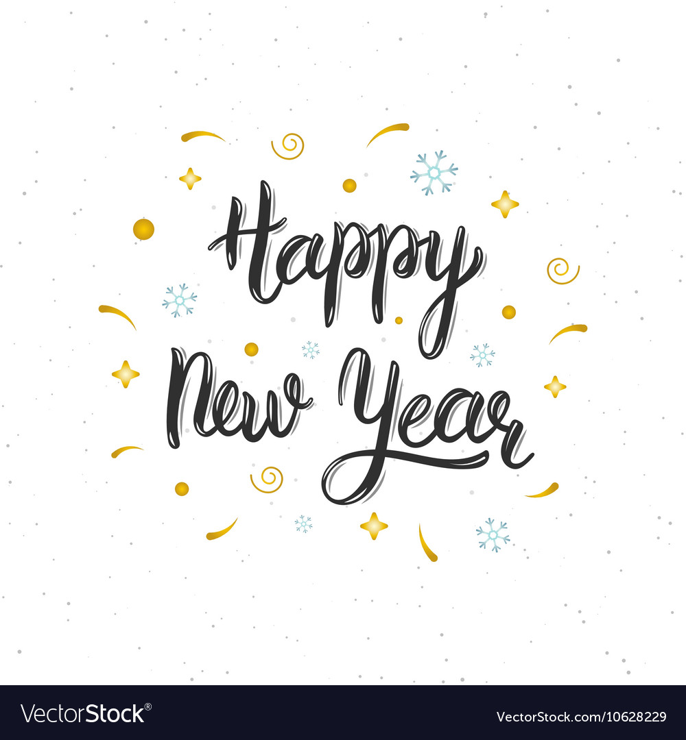 Happy new year hand written modern brush lettering