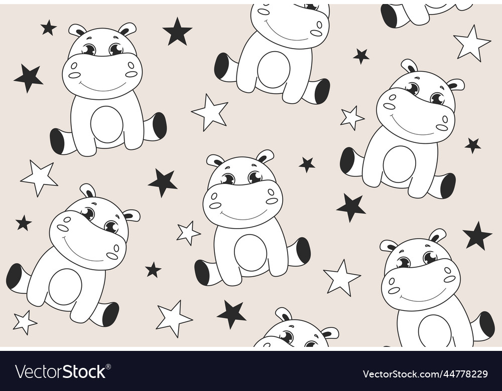 Hippo seamless pattern