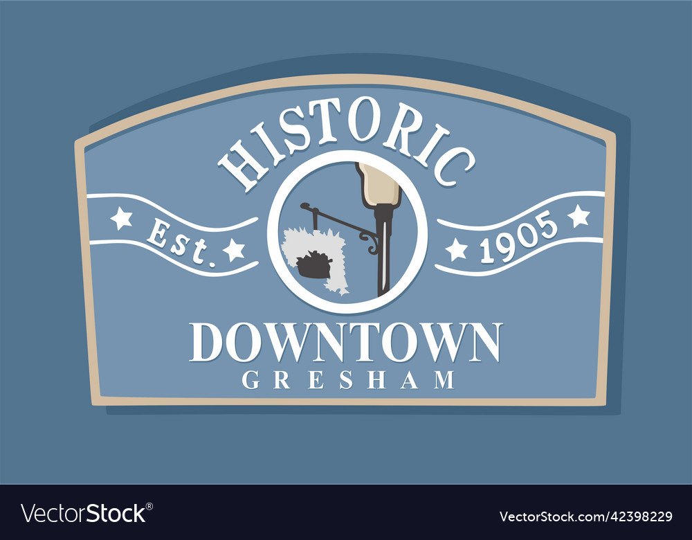 Historic downtown gresham on blue background Vector Image