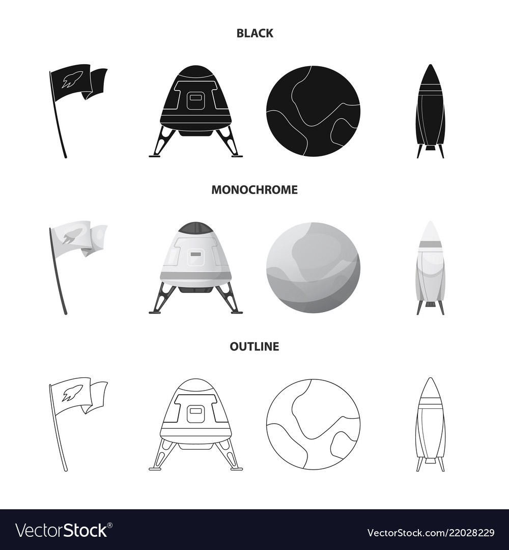 Isolated object of mars and space sign set