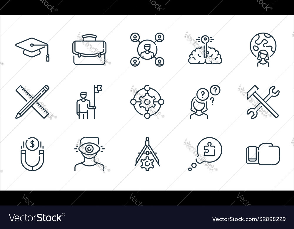Life skills line icons linear set quality vector image Life skills line icons linear set quality