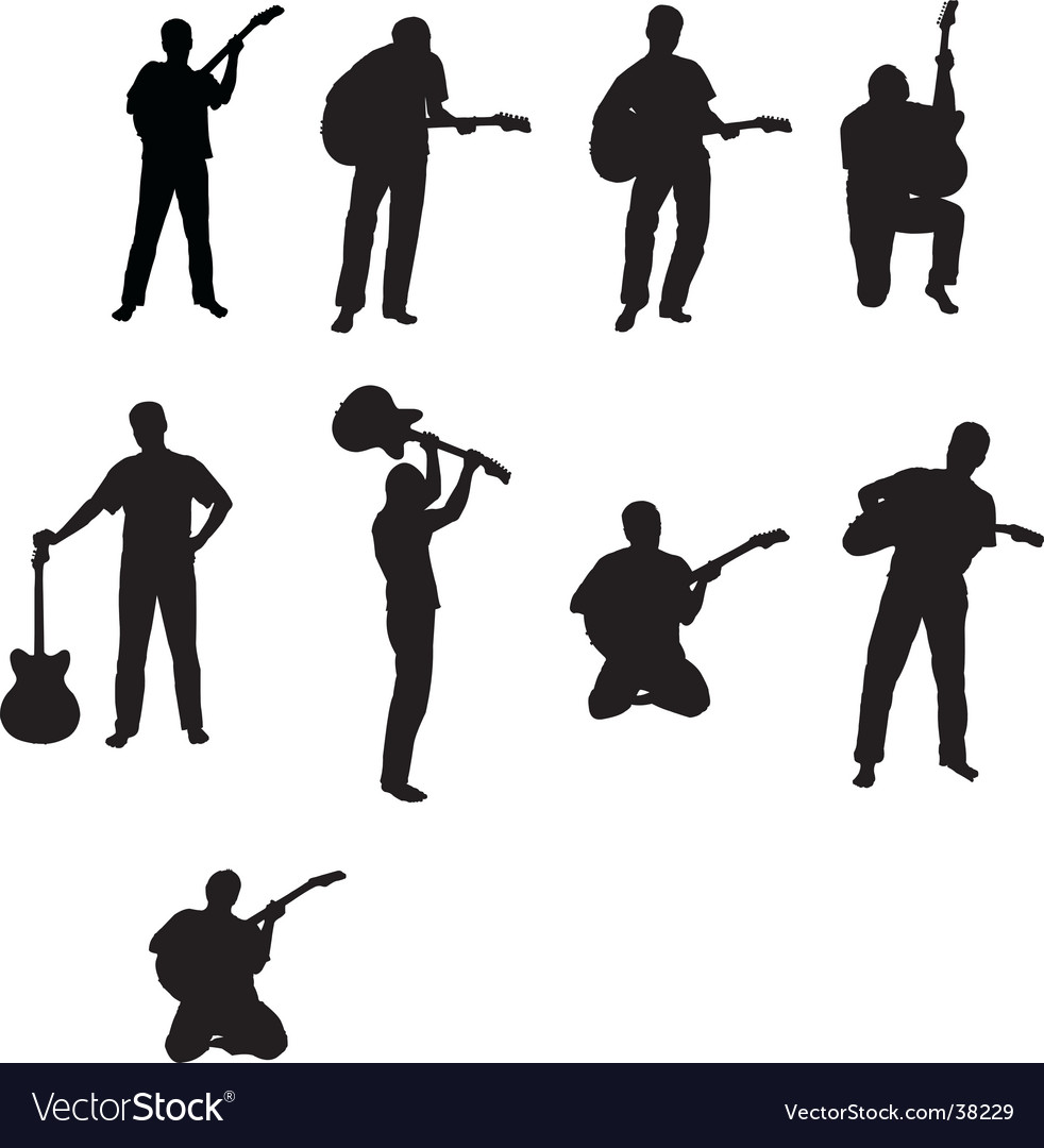 Man with guitar silhouettes