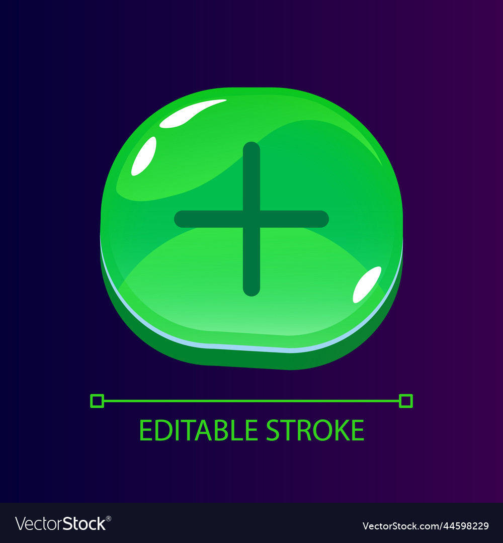 Plus glossy ui button with linear icon vector image Plus glossy ui button with linear icon