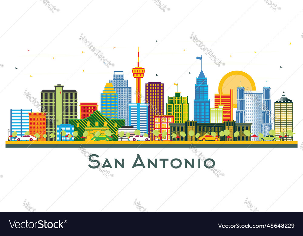 San antonio texas city skyline with color Vector Image