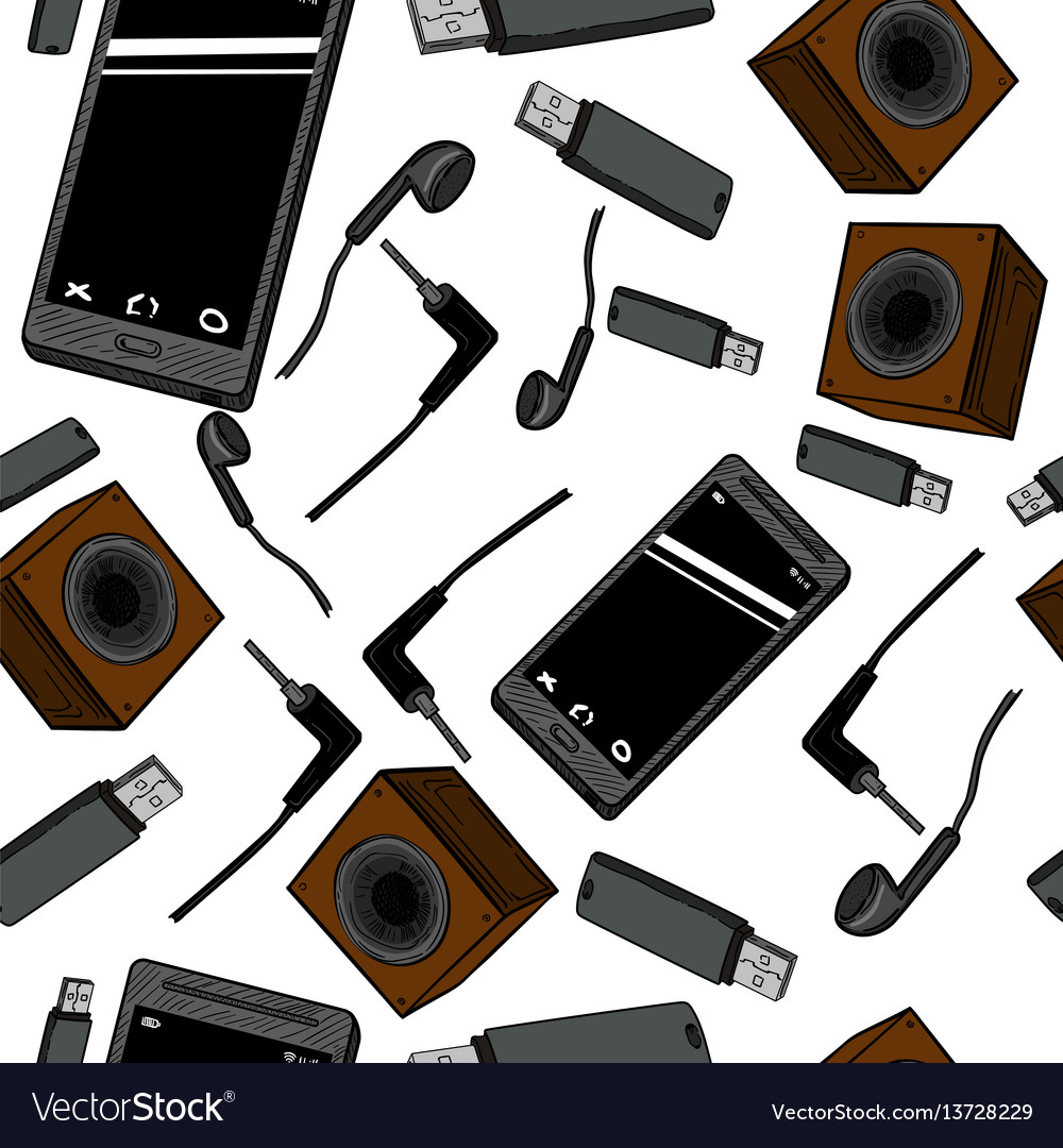 Seamless pattern of electronic gadget vector image Seamless pattern of electronic gadget