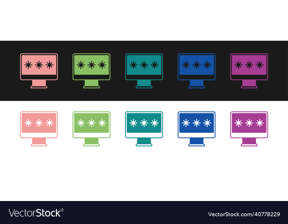 Set monitor with password notification icon Vector Image Set monitor with password notification icon
