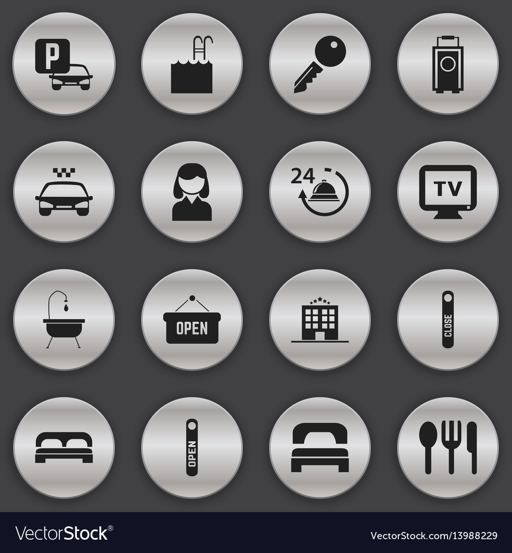 Set of 16 editable icons includes symbols
