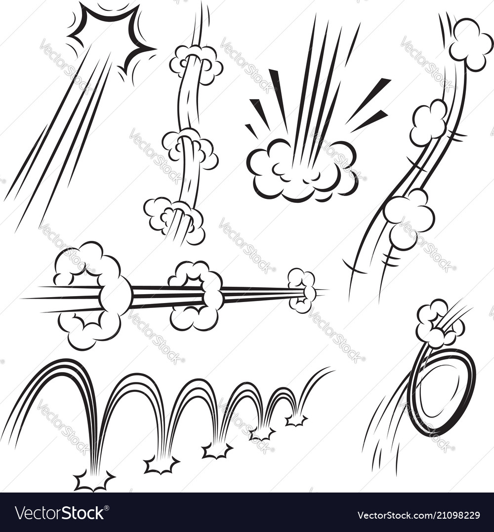 Set of comic style action effects speed lines Vector Image