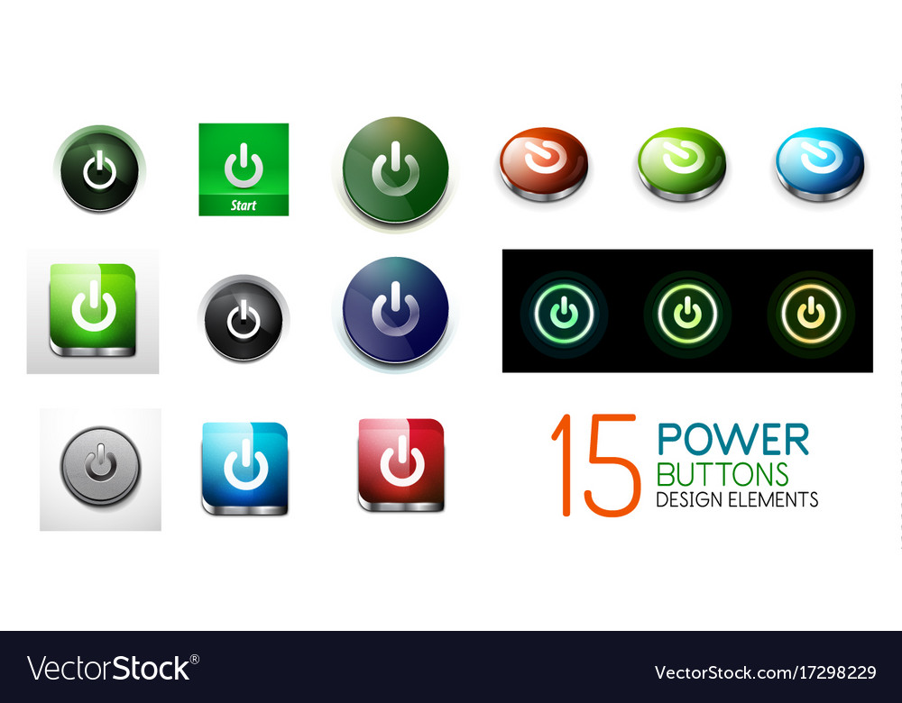 Set of round start power buttons
