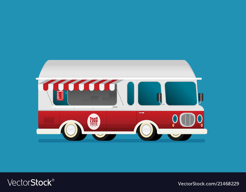 Street food truck food caravan burger van Vector Image